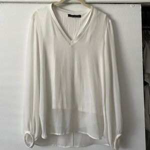 Zara Sheer Sleeve White Long Sleeve